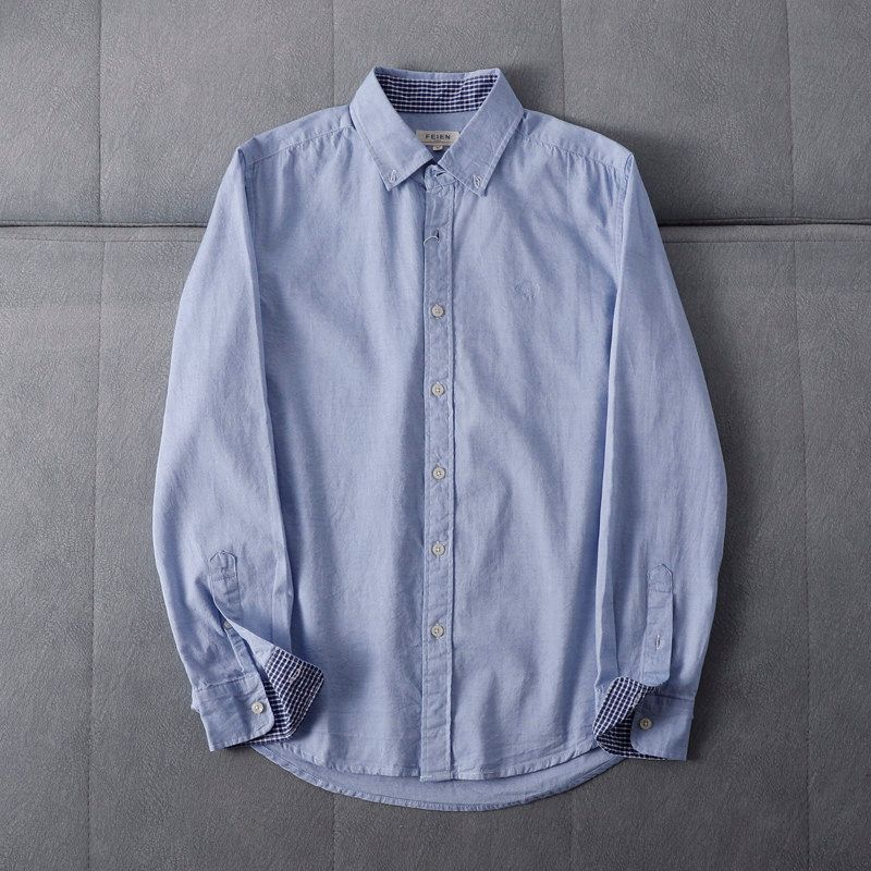 Three Pieces Per Person! Export-Grade Oxford Fabric Solid Color Business Casual Versatile Men's Long-Sleeve Shirt, Loose Fit, Trendy Men's Shirt
