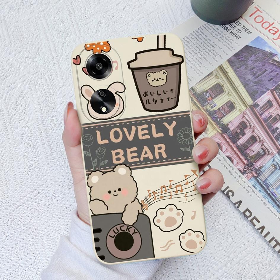 

Для Oppo A11 A1K A55 A1 A7 A15 A35 A52 чехол для телефона милый мультяшный узор с маленьким медвежонком жидкий силиконовый противоскользящий защитный мягкий чехол для Oppo Shell OPPO A58