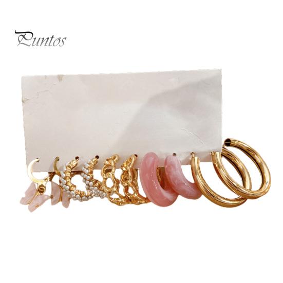 

5 пар женских сережек для пирсинга, привлекательные износостойкие геометрические нежные подвески, декоративные антикоррозийные серьги-кольца-бабочки, круглые серьги, ювелирные изделия розовый