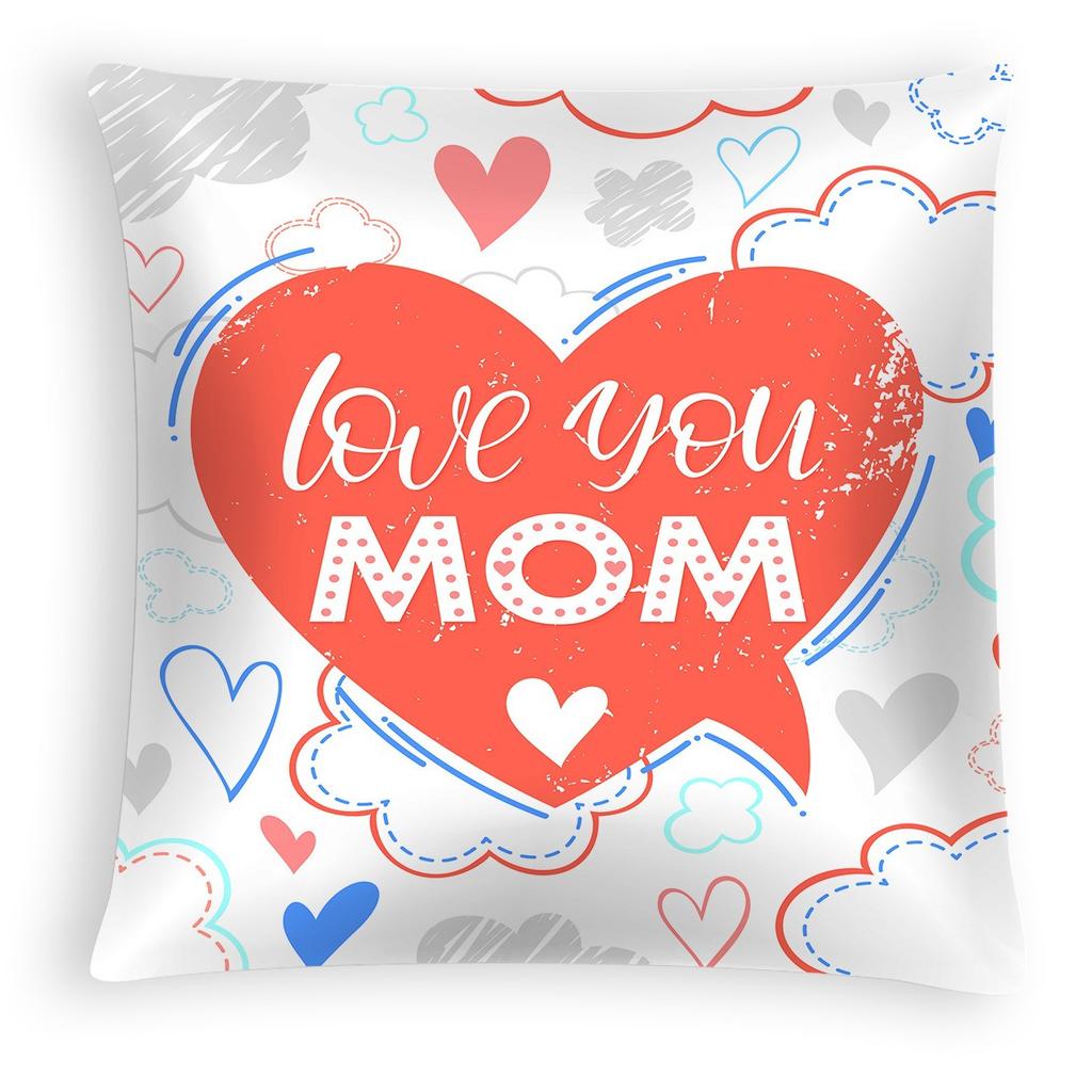 New Mother's Day Pillow Cover, Peach Skin Velvet Cushion Cover, Heart-shaped Letter Sofa Cushion Cover for Home Use