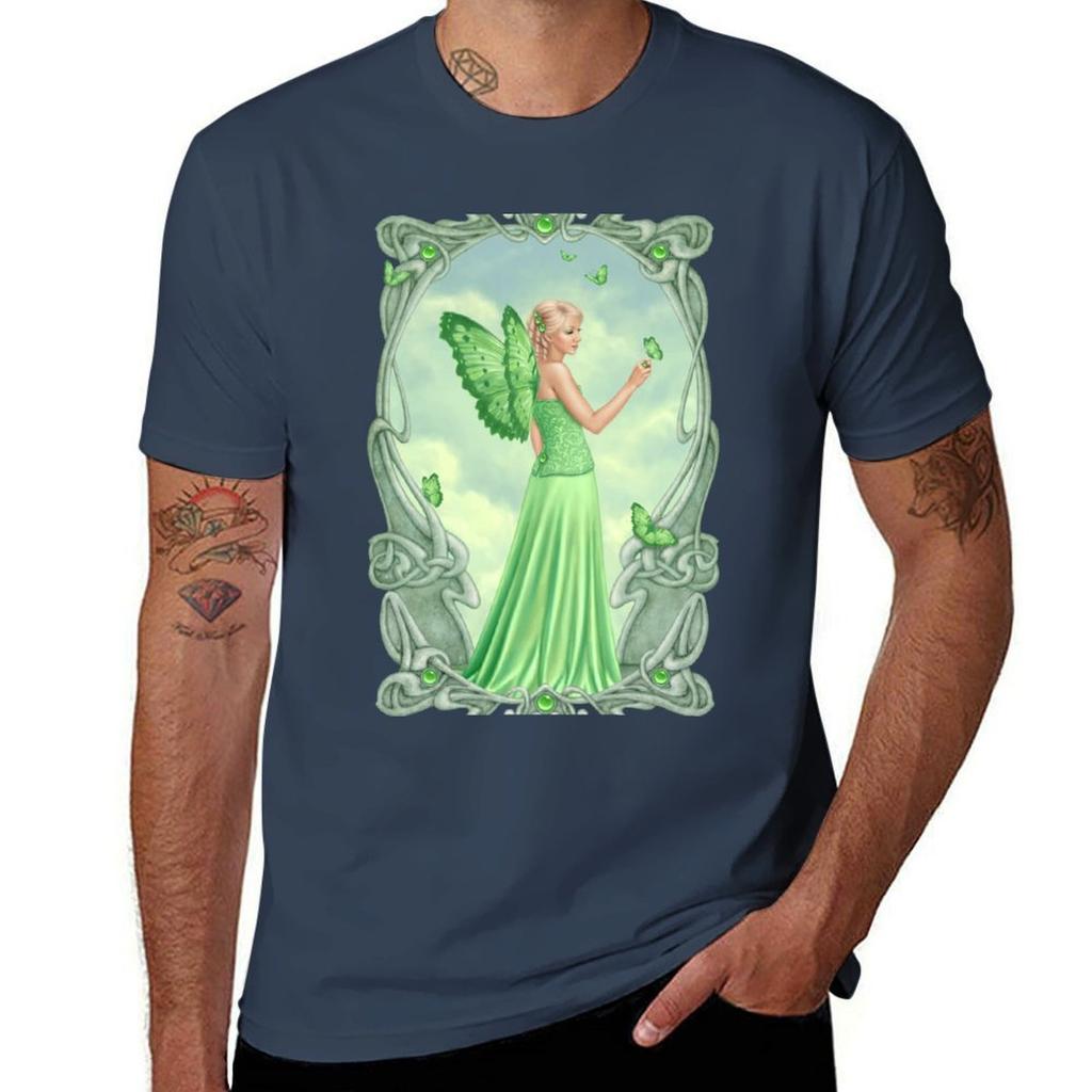Peridot Birthstone Fairy Tshirt Regular Fit Plain Tee Shirt