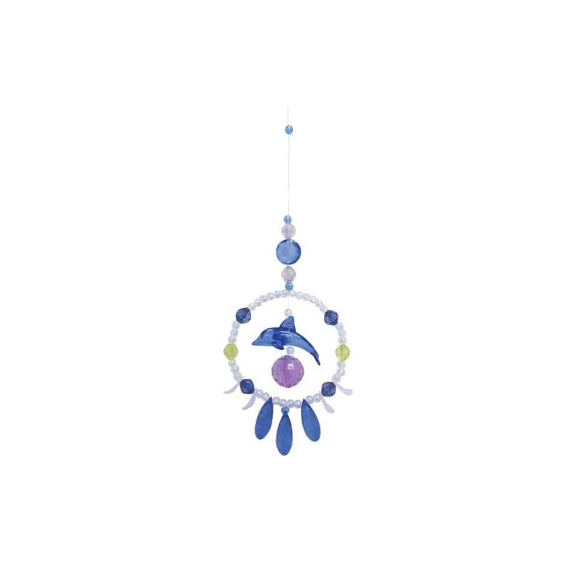 Pioneer Round and Sparkling Suncatcher, 95mm wide x 180mm high, Dolphin Show, 48492 Blue