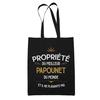 Tote Bag - PLANETEE - Black « Property of the Best Papounet » - Cotton - Sturdy Handles - Printed In France