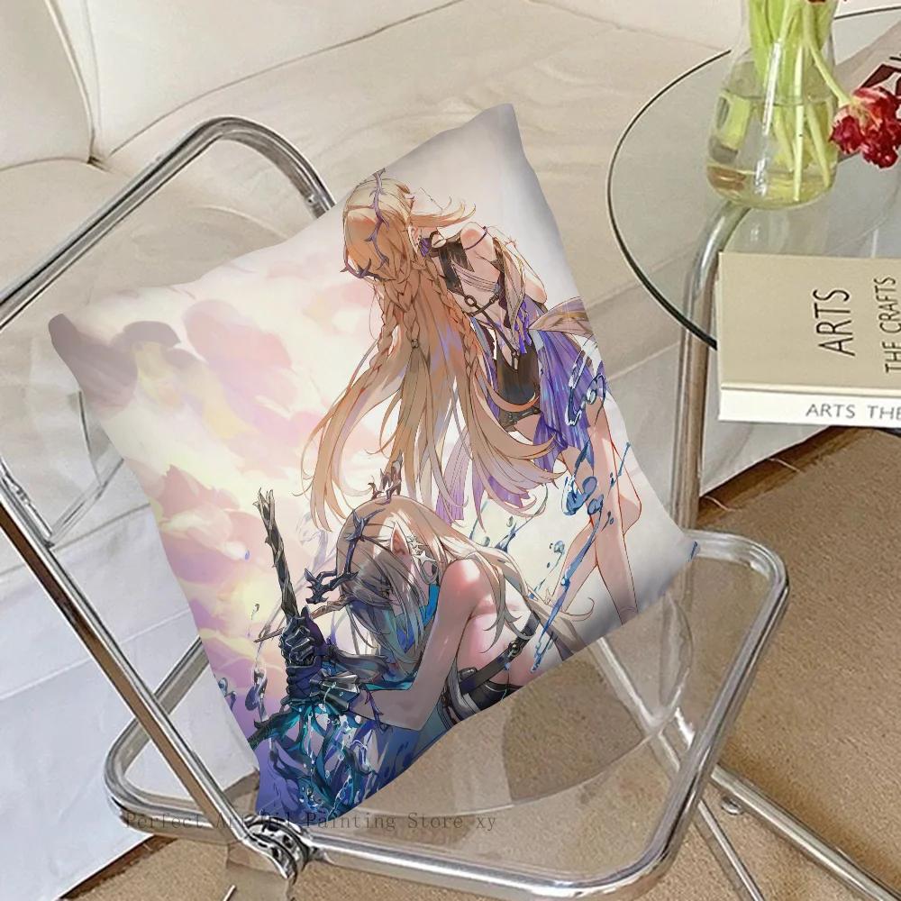 Cartethyia Anime Game W-Wuthering Waves Pillow Case Square Pillow Bedroom Sofa Leisure Comfort Living Room Home Decoration 40X40