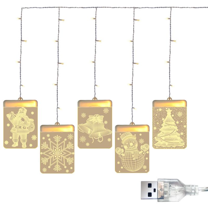 USB Port LED Star Lights Market Room Decoration Christmas Festive Lights 3D Hanging Lights Christmas Decorations