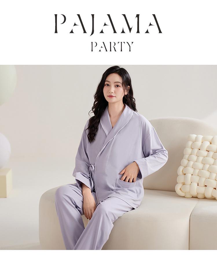Spring & Autumn Nursing Pajamas for Postpartum Women with Breast Pads