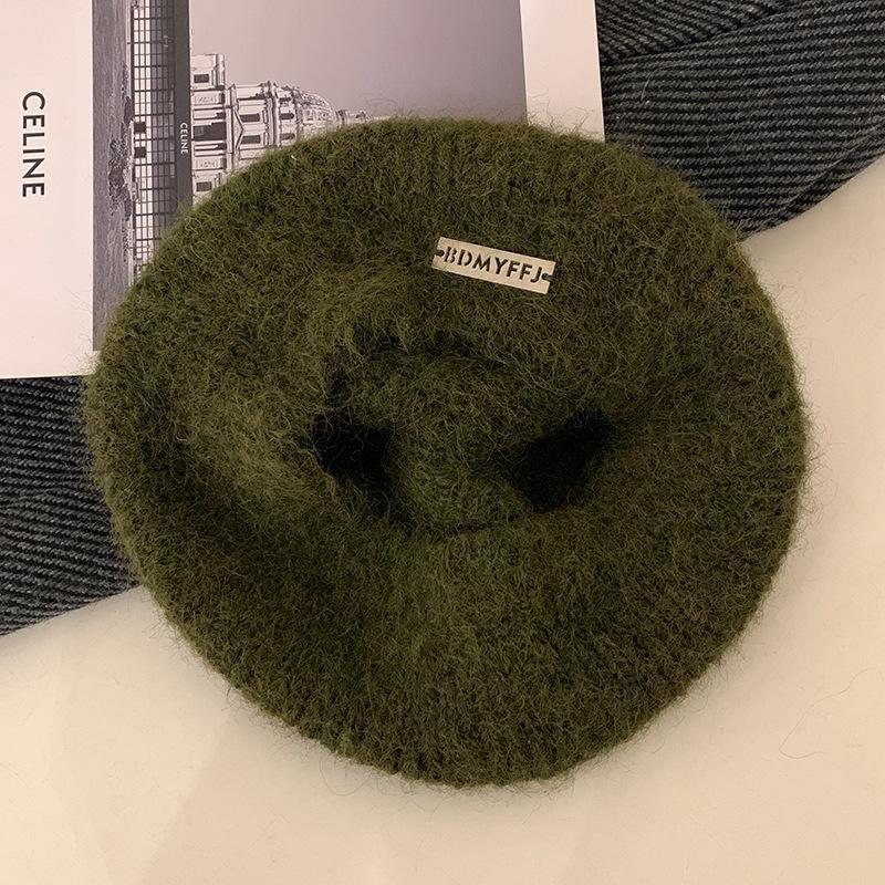 Winter versatile big head circumference knitted beret women
