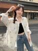 Plus Size Women's Simple Bow Long Sleeve Spring Shirt