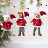 Cute Bear Doll Ornaments Fabric Animal Pendants Christmas Tree Hanging Ornaments Christmas Gift Doll Decorations