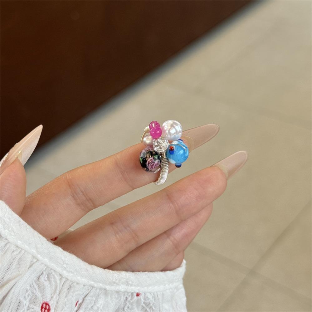 Jewelry Accessories Insect Drip Oil Ring Geometric Enamel Flower Ring Retro Painting Ring  Friend