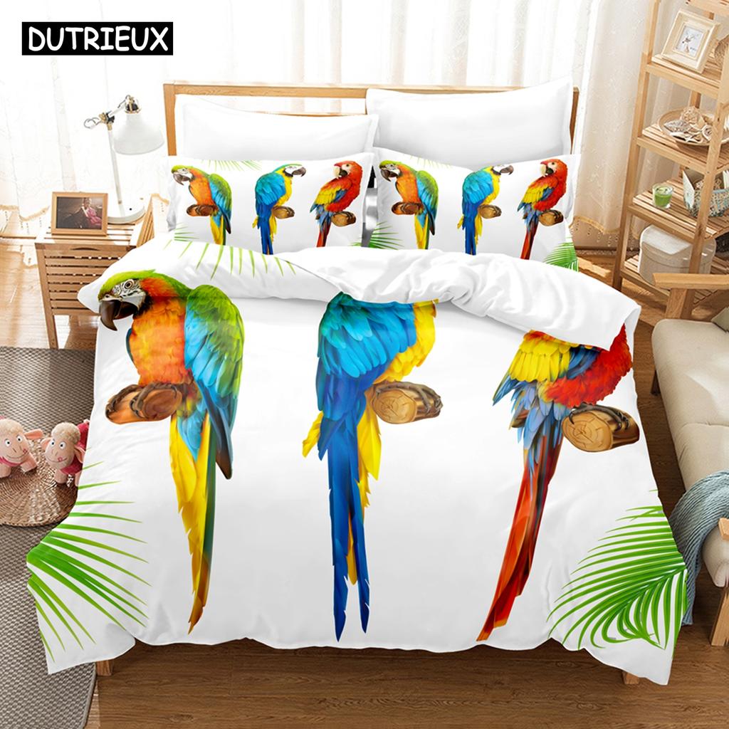 3D Printed African Parrot Bedding Set Down Quilt Cover With Pillowcase Double SIngle King 3D Printed Anime My Dress-U