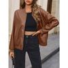 Women Plus Size Jacket Casual Faux Leather Biker Short Sleeve Leather Jacket Tops