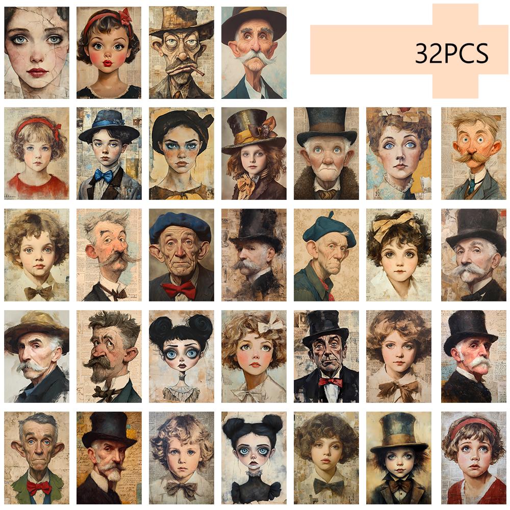 

32pcs, scary portrait postcards, funny, birthday/anniversary gifts, collectibles, suitable for gift-giving, can be mailed.
