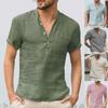 European and American Summer Men's Solid Color Short-Sleeve Stand Collar Casual Shirt for Teens, Large Size