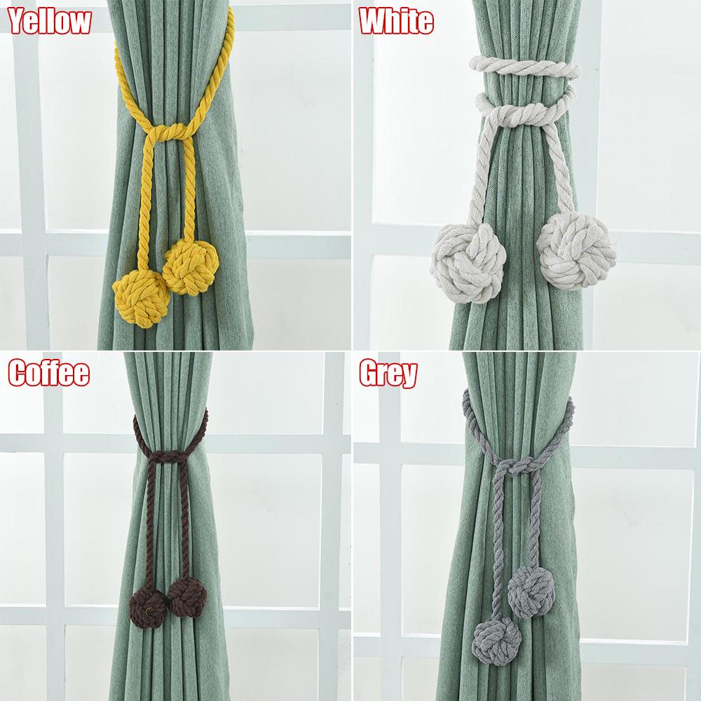 1Pair Curtain Tiebacks Rope Curtain Rope Buckle Holdbacks with Double Ball