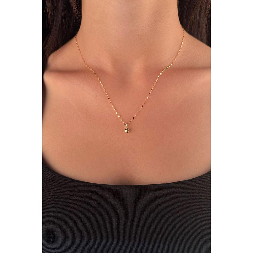 14 Carat Gold Mirrored Sparkling Chain Heart Necklace 1.35 Mm