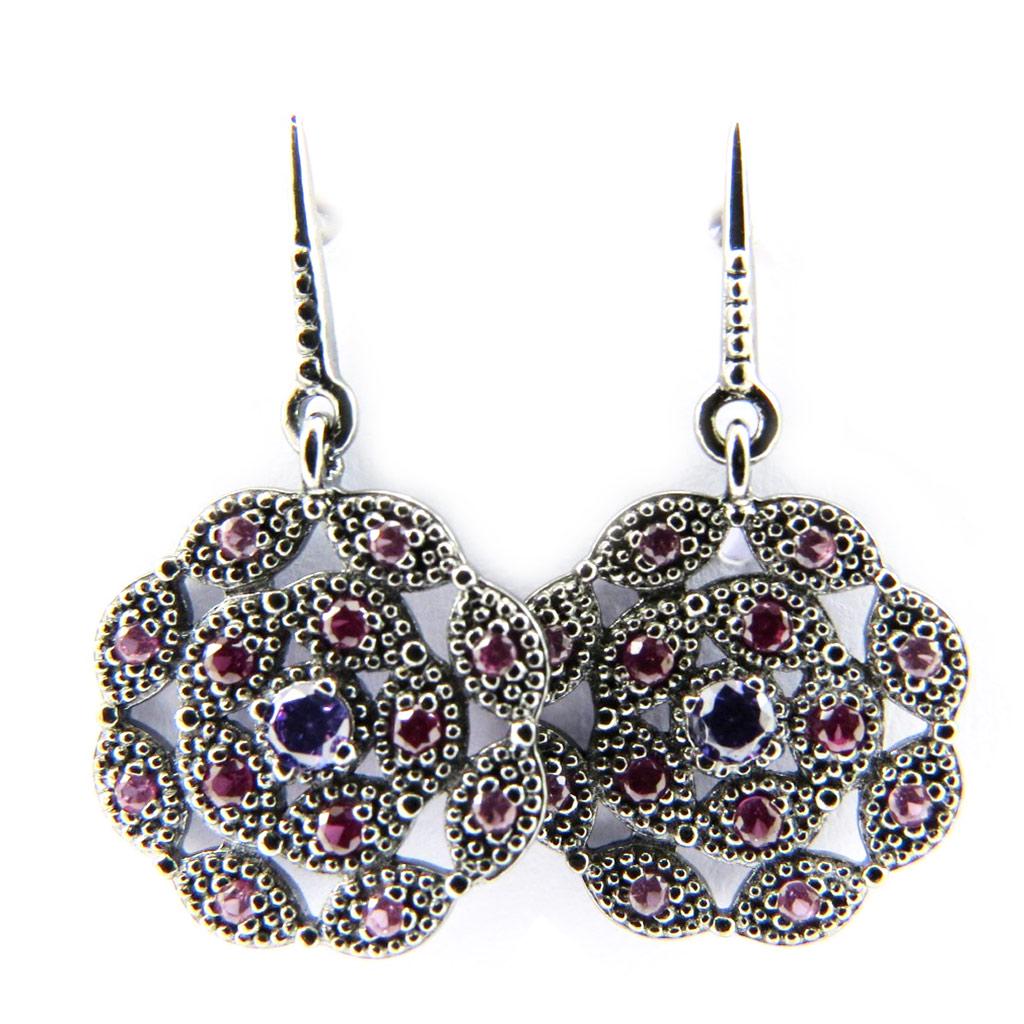 Les Trésors De Lily [L6687] - Silver Earrings 'Sappho' Purple Gray (rhodium Plated) - 15x15 Mm