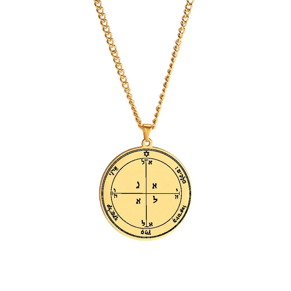 Edelstahl Siegel Salomos Amulett Halskette: Jupiter, Mars, Merkur, Mond, Saturn, Sonne, Venus