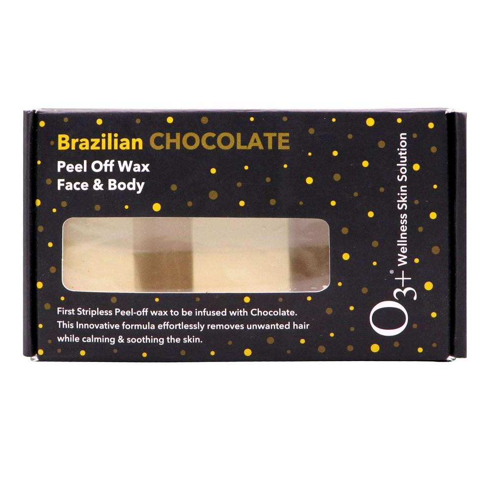 O3+ Brazilian Chocolate Peel Off Wax for Face and Body 165G Pack of 1 Quick Hair Removal