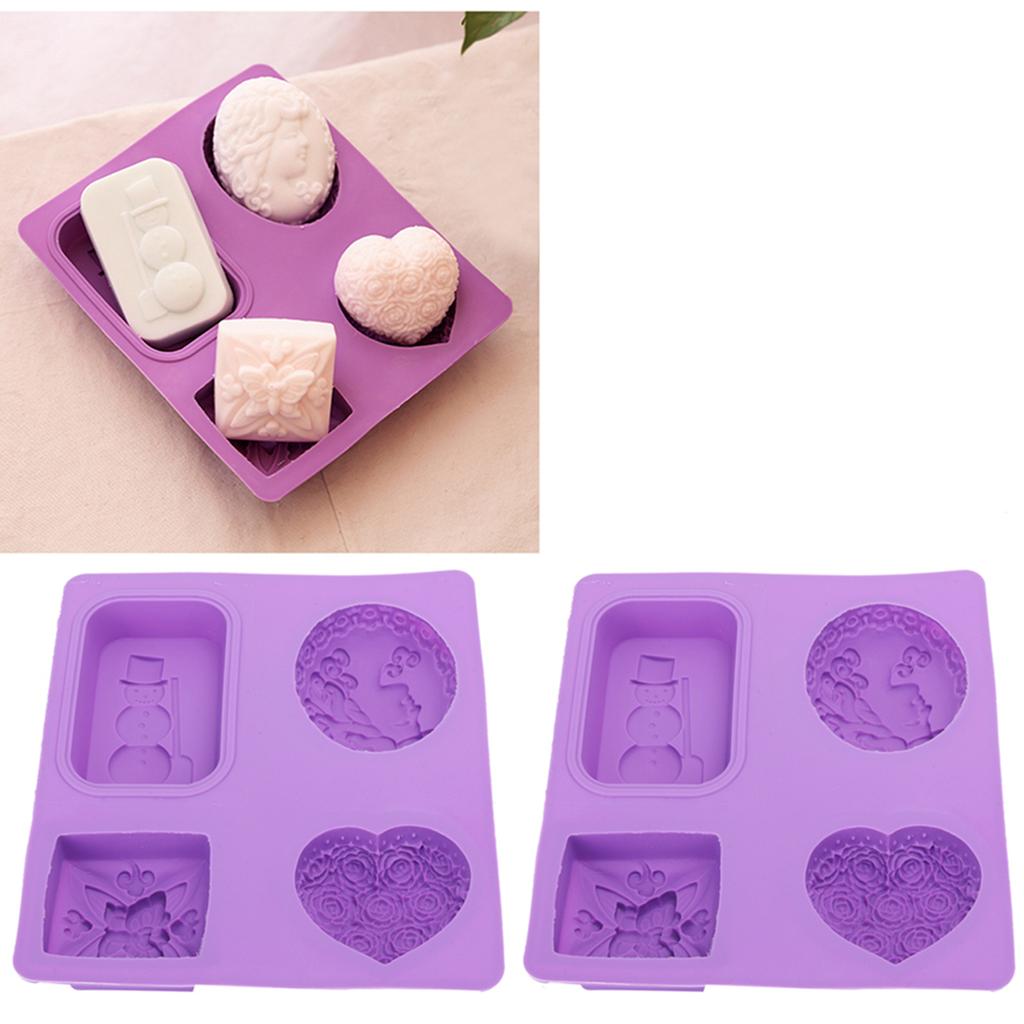 2Pcs Silicone Soap Mold 4Grids DIY HandMade Cupcake Baking Mould HeatResistant