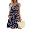 Women's Summer Dresses Loose Fit Printed V Neck Sleeveless Sundresses Beach Hawaiian Dress With Pockets