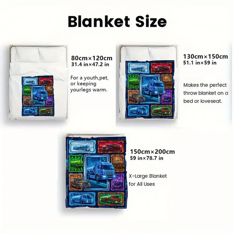 Future Tanker Trucks Showcase 2D Flat Pattern Flannel Blanket, High Quality All Seasons, Home Decor, Warmth and Comfort, Perfect for Christmas Gifts.