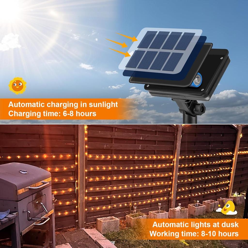 Solar Fairy Lights Outdoor Lamp Super Bright Solar String Lights Outoor 8 Modes LED Lights for Garden Patio Christmas Decoration