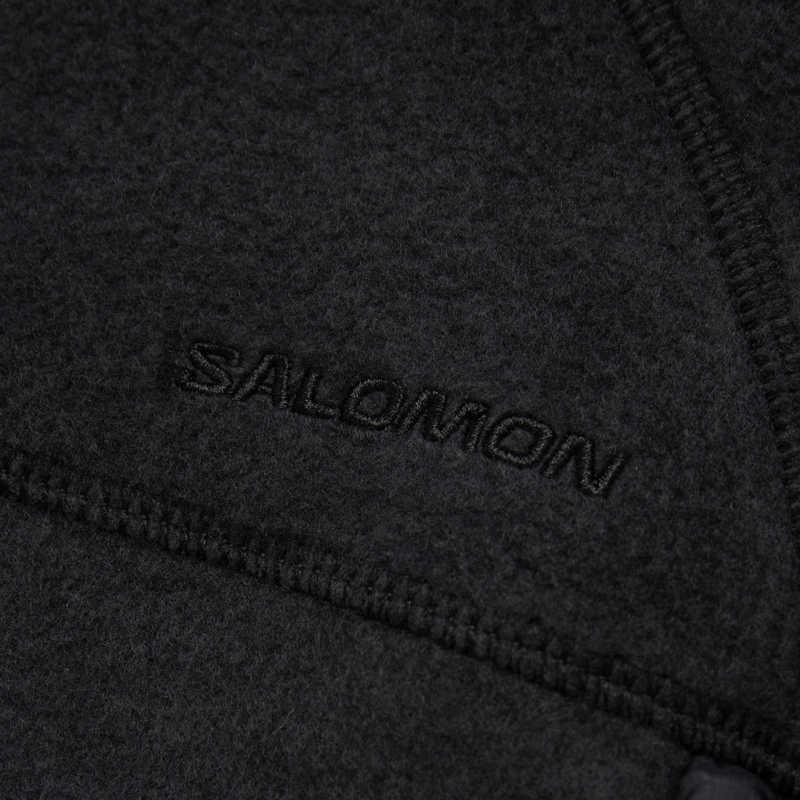 Salomon Race Flag Chroma Crop Half-Zip Casual Long Sleeve Sweatshirt Women tops Deep-Black C25413