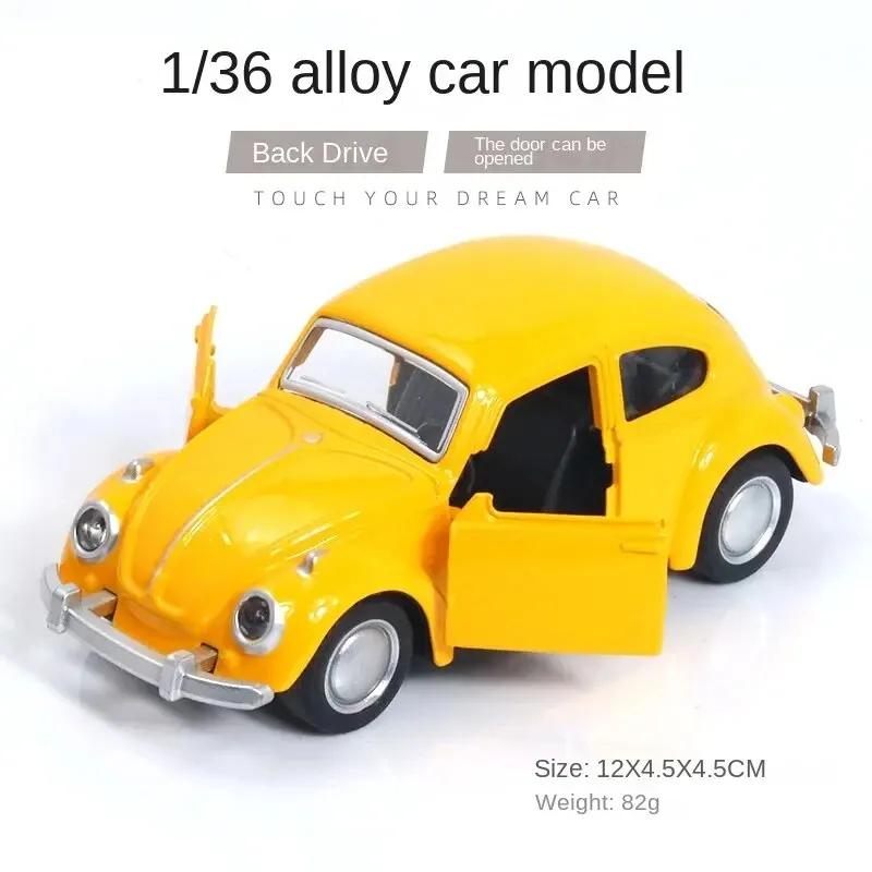 1pc Motorcar Decoration Auto Carrying Accessories for Boy Gift Alloy Car Model Beetle Vintage Door Opening Force Children's Toy
