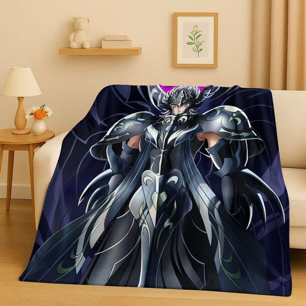 Classic Saint Seiya Shiryu Athena Cartoon Flannel Blanket,Ultra Soft Warm Plush Throw for Home Bedroom Bed Sofa Cover Travel Kid