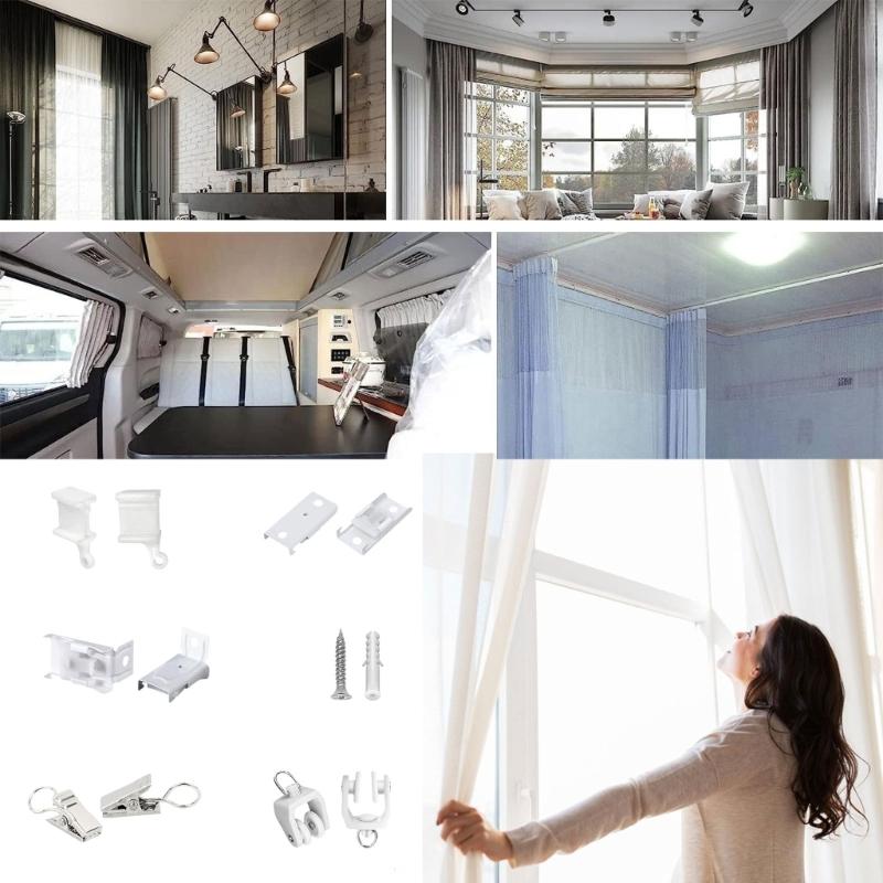 Adjustable Curtain Rail Assembly Bendable Curtain Rail Hardware Set Curtain Track Rail Accessories Easy Installation