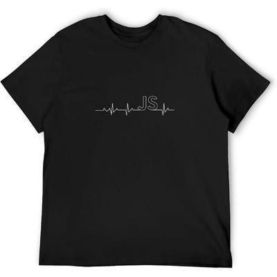 Js Javascript Heartbeat Programmers Coder Computer Vintage T Shirt Short Sleeve Funny Top Black