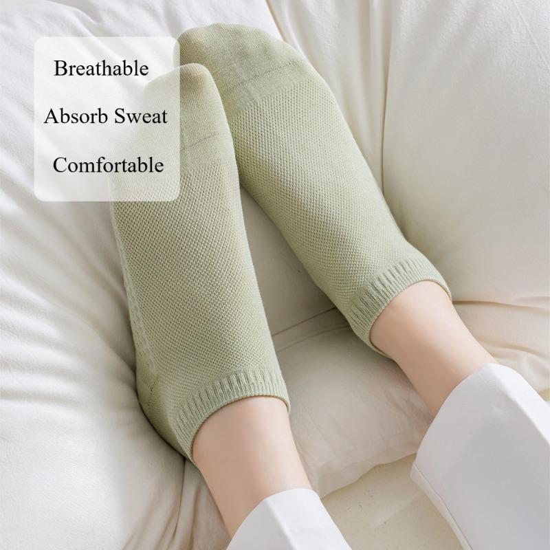 5 Pairs Soft Women Solid Color Ankle Sock Breathable Sweat-Absorbent Comfortable Cotton Low Cut Sports Socks High Quality Female Socks