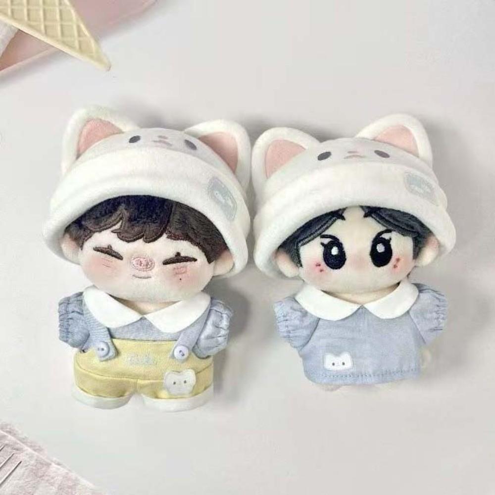 1 Set Cat Hat 10cm Cotton Doll Clothes Suit Doll Dress Up Set Doll Clothes Outfit  Children's Gift