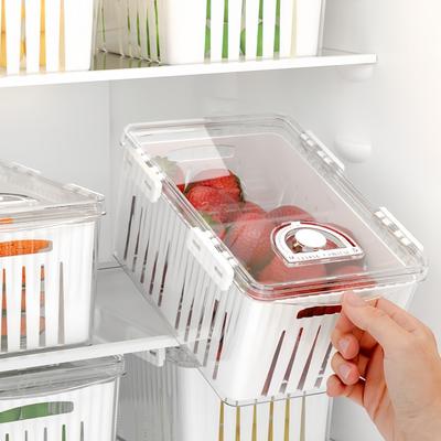Refrigerator Storage Box Kitchen Transparent Fridge Organizer Food Fruit And Vegetable Drain Basket Fresh-keeping Sealed Bins