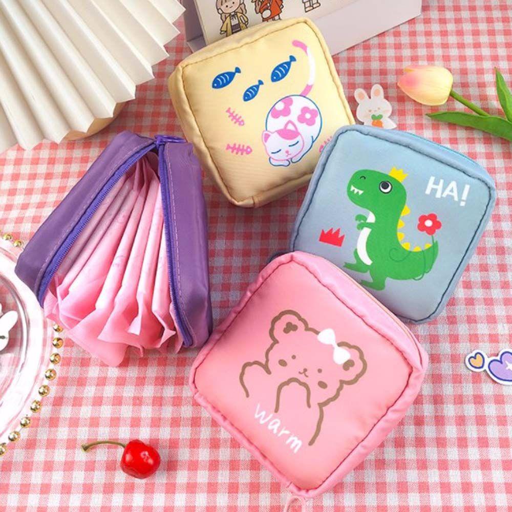 Cute Cartoon Pattern Bunny Bear Rabbits Cosmetic Bag Lipstick Pouch Sanitary Napkin Bag Coin Purse