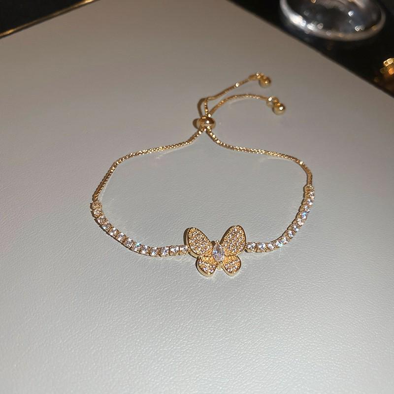 Pulsera coreana ajustable de flor de rombo de circón - Joyería elegante y versátil para mujer