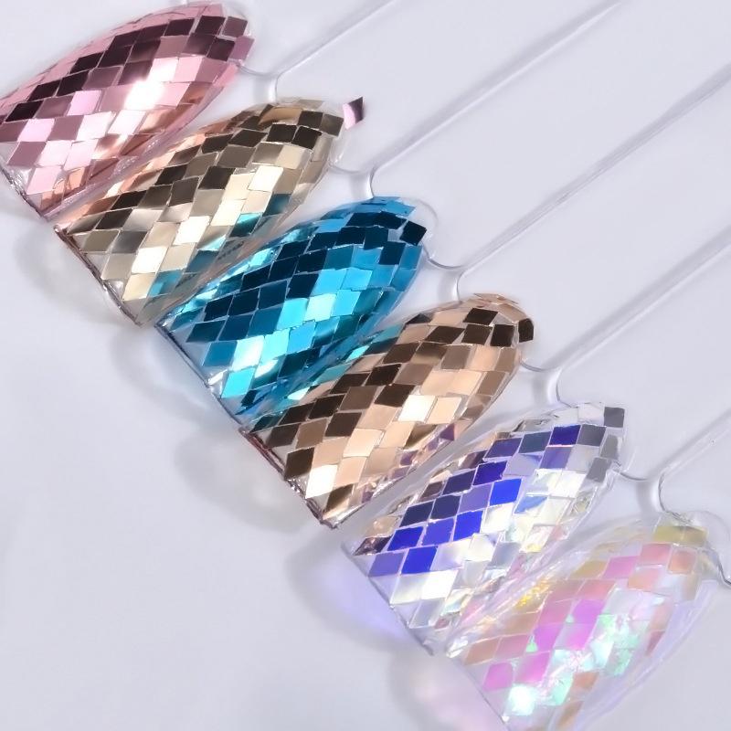 6pcs/set Holo Diamond Nail Glitter Sequins Colorful Shiny Paillette Flakes Nail Art Decoration