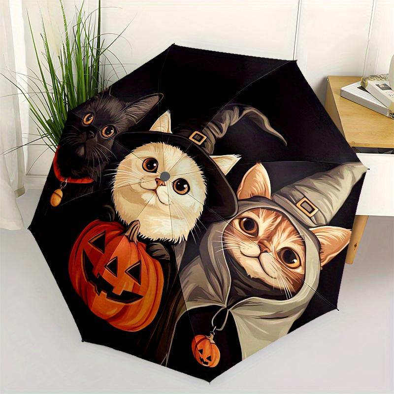 

1pc Halloween Cat Trio with Witch Hats Umbrella with Plastic Handle,Suitable for All Seasons Home Travel Outdoor UmbrellaM1186