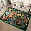 Floral Pattern Carpet with Colorful Floral Swirls on Green Background Suitable for use as an anti-slip for living room bedroom sofas