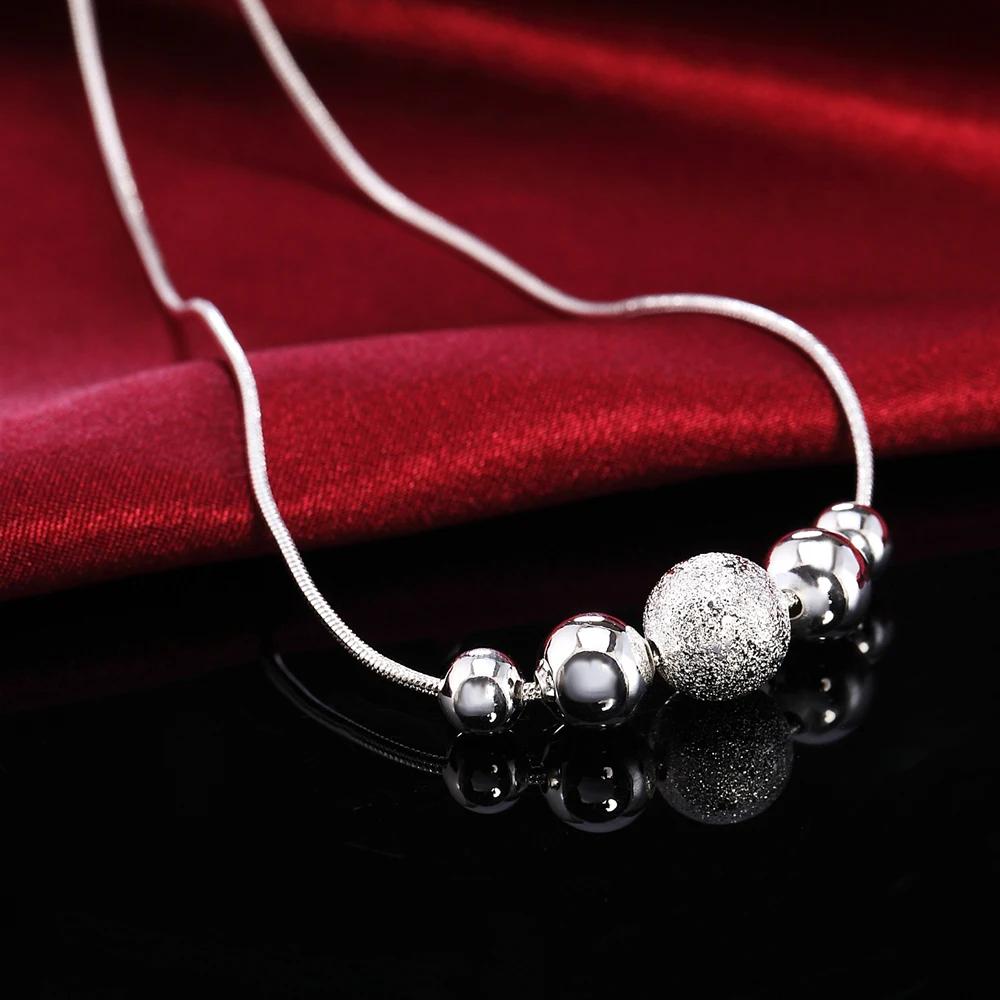 Charms wedding party silver Plated new lady bead women necklace jewelry fashion cute pendant LN019