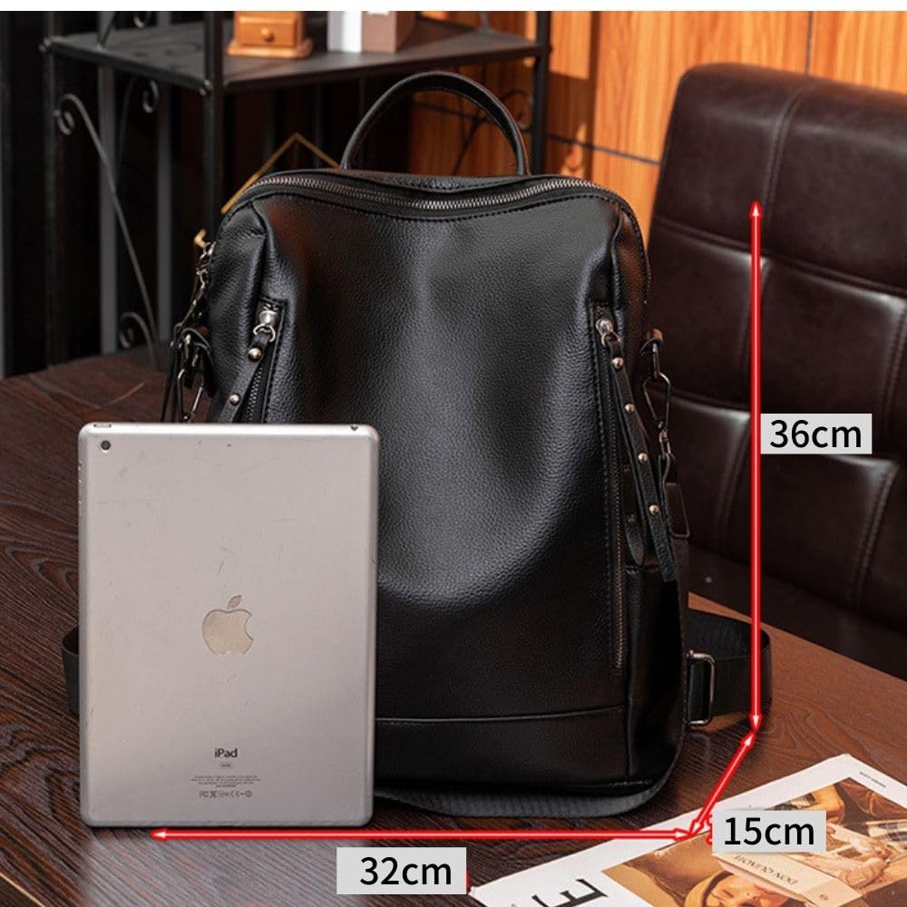 Homarina Women's 2-Way Shoulder Bag Backpack, PU Leather, A4 Size, Lightweight, Business Backpack, Perfect for Commuting, School, and Casual Use