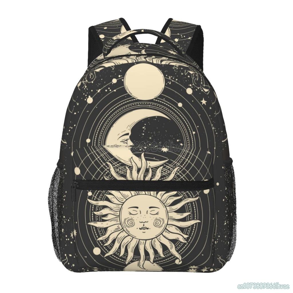 Nebeský vzor Slunce a Měsíc Mystické Goth Kouzelnické Batohy Školní taška Ruksak pro studenty Unisex Měkká záda Cestovní taška
