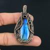 Handmade Labradorite Wire Wrapped Pendant Blue Flash Gemstone Necklace  Antique Copper Jewelry for Women & Men