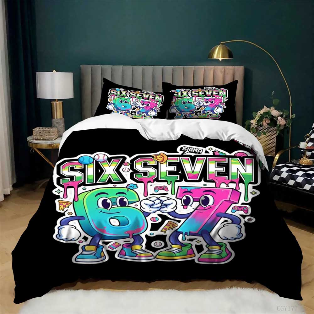 Six Seven Brick Character bedding Throw Blanket, Cartoon Birthday Gifts for Men Women Adults, Soft Comforter for Bedding Set
