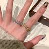 Italian Vintage Lace Rings for Women Elegant Diamond Rhinestone Gold Plated Hollow Design Fashion Jewelry