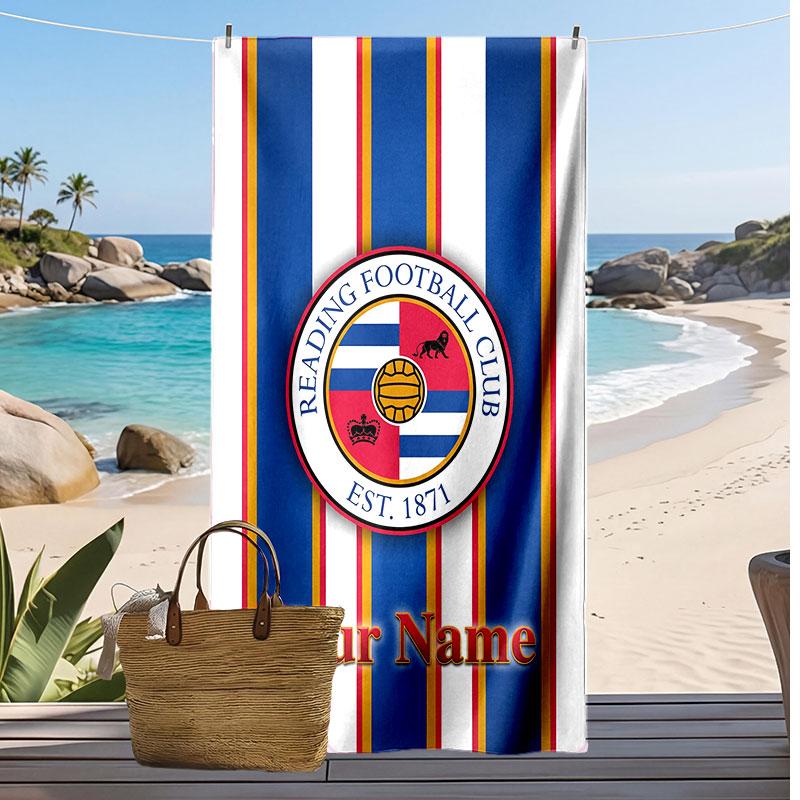 Reading FC Personalized Printed Beach Towel Soccer Logo Support Custom Name Text Absorbent Towel For Sport Travel Special Gift