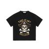 Black T Shirt This Is My Pirate Costume Skull and Crossbones Print Halloween Party Wear