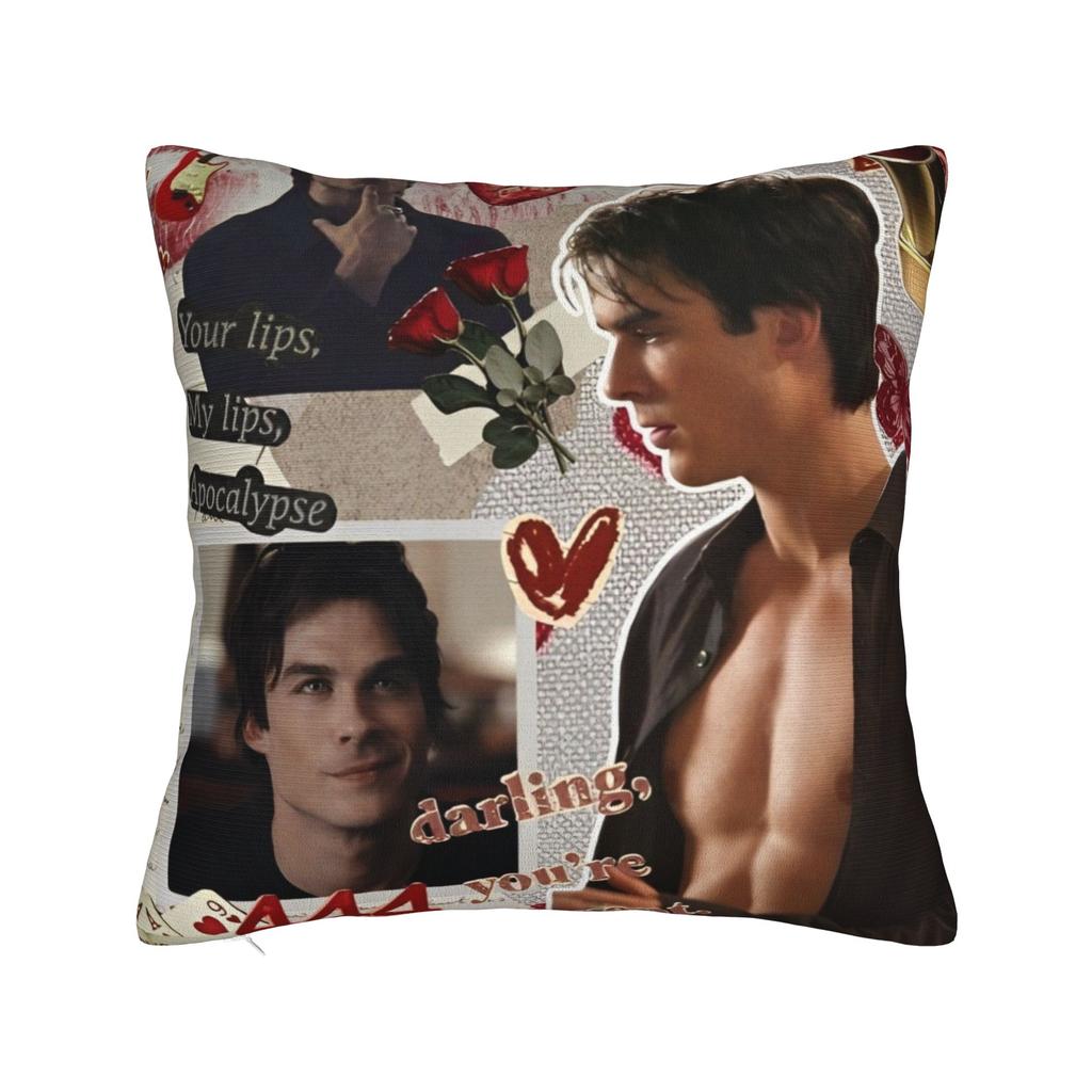 Damon Salvatore Pillowcase Polyester Cushion Cover Gift The Vampire Diaries Pillow Case Cover Home Square 45X45Cm