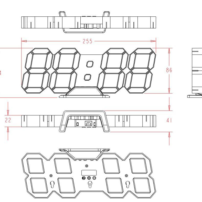 3D LED Digital Wall Clock with Temperature, Night Light & Silent Alarm - Remote-Controlled, Wall-Mounted Design